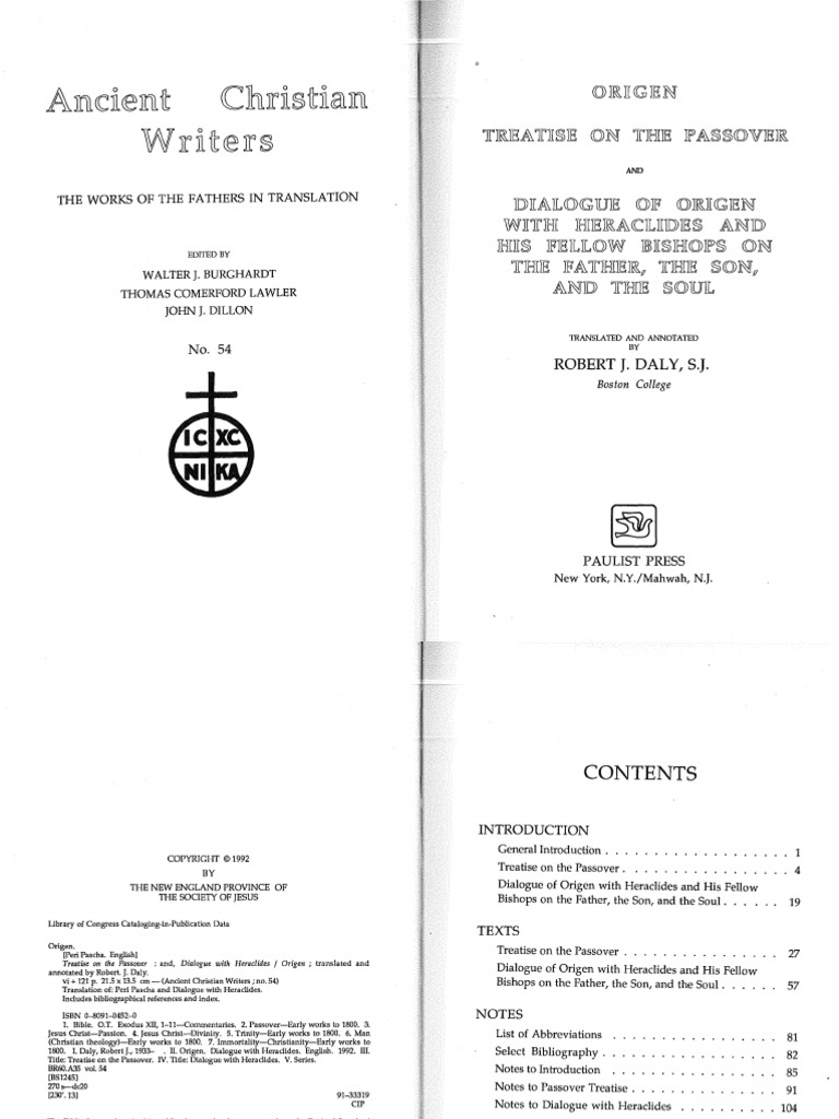  ancient christian writers 54 origen robert j daly trans ed