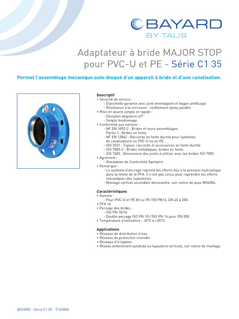 Adaptateur à Bride Major Stop PVC-U/PE | PDF | Matériaux fabriqués par ...