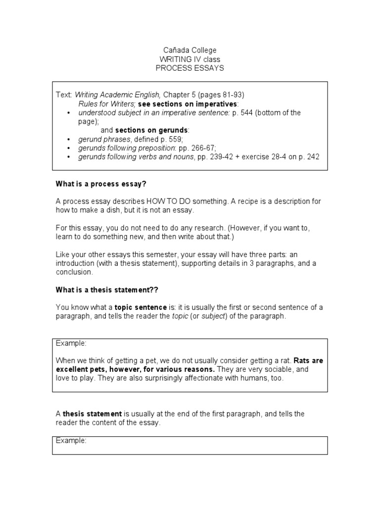 Suggestions For Process Essay  PDF  Essays  Sentence (Linguistics)