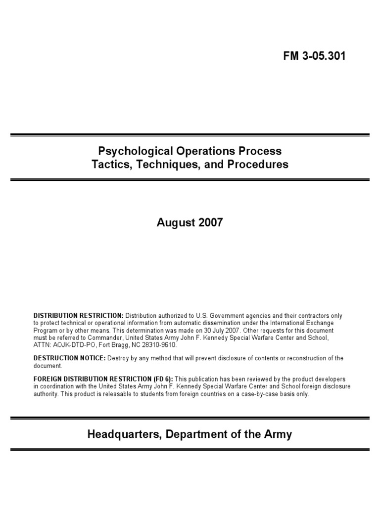 Restricted U.S. Army Psychological Operations Process Tactics ...