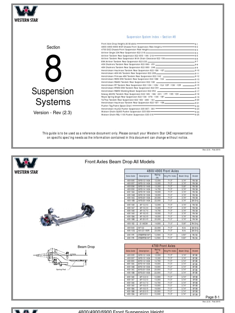 Western Star Suspension Specifications | PDF