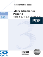 Mark Scheme For Paper 2: Mathematics Tests