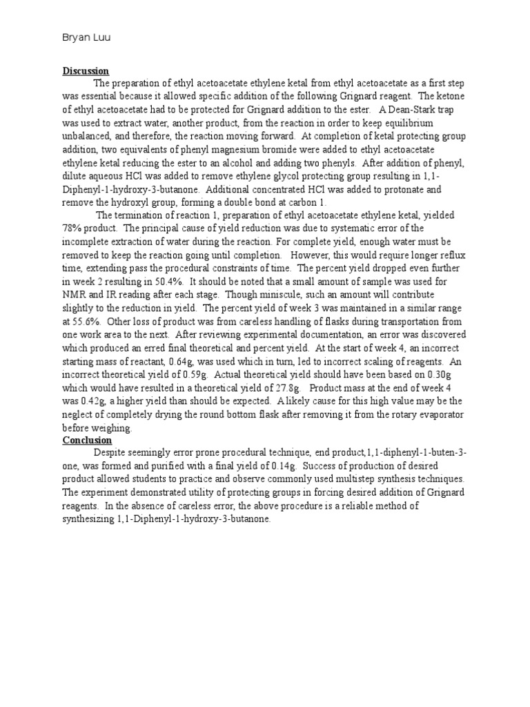 Multistep Synthesis Lab Report PDF Alcohol Ester
