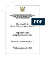 Ville de Notre-Dame-du-Mont-Carmel - R713 - Règlement Relatif à La Prévention Incendie - 20131202
