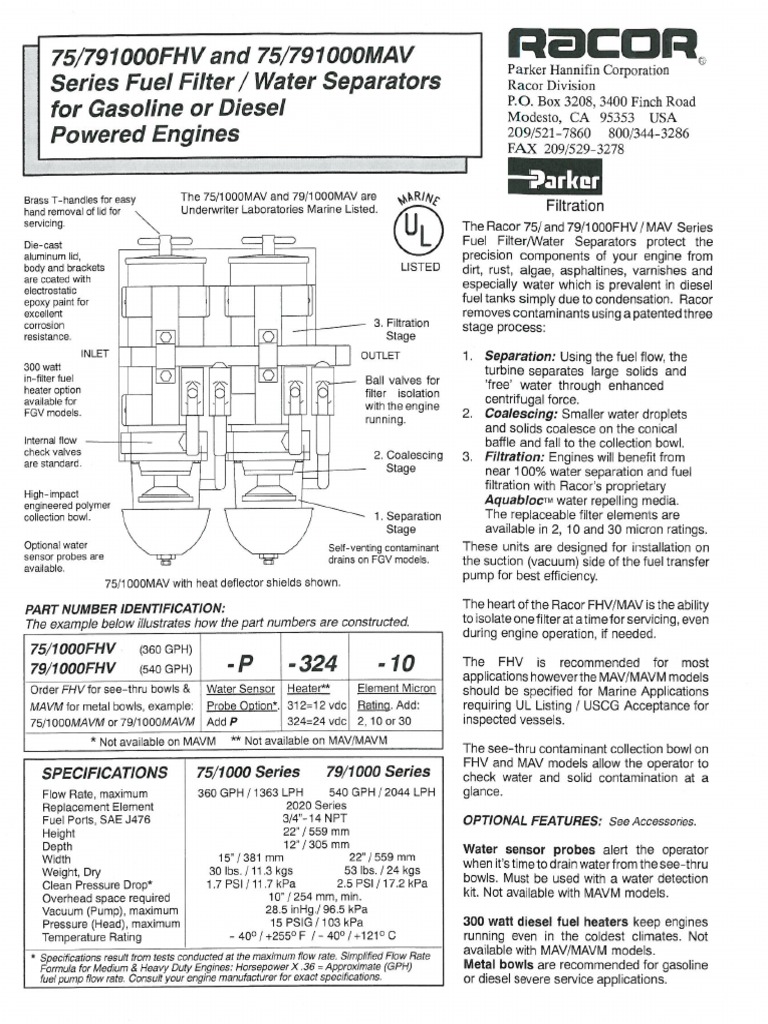 Racor FilterSeparators Instructions PDF
