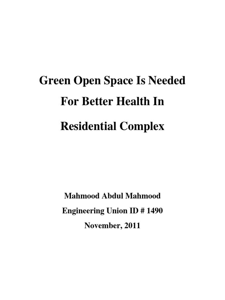 Green Spaces for Health Architectural Principles and Standards for