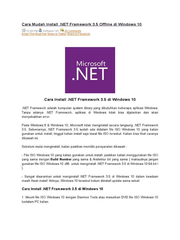 Panduan Install Net Framework | PDF