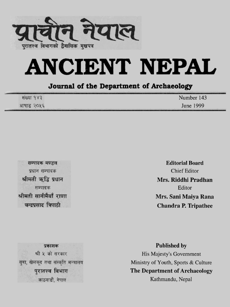 ANCIENT NEPAL Journal of the Department of Archaeology Religion And