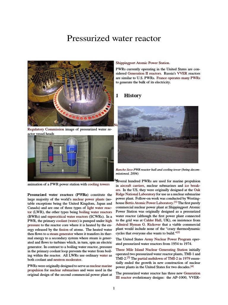 Overview of Pressurized Water Reactors | PDF | Pressurized Water ...