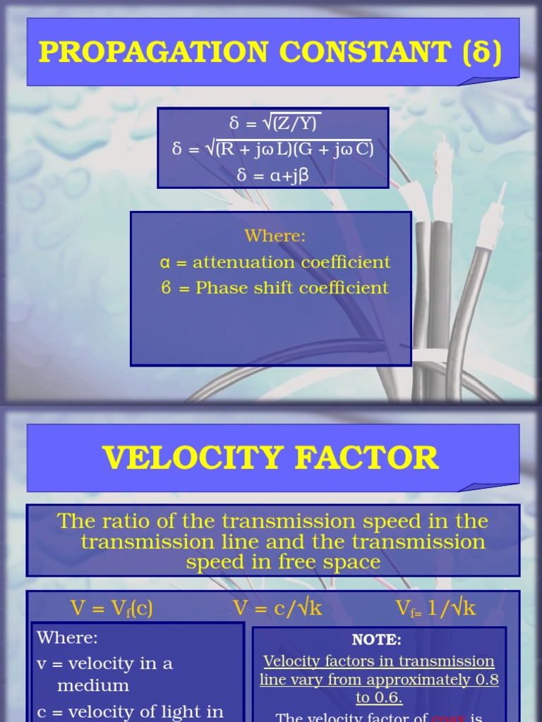 Analysis of Propagation Constant, Velocity Factor, Transmission Line