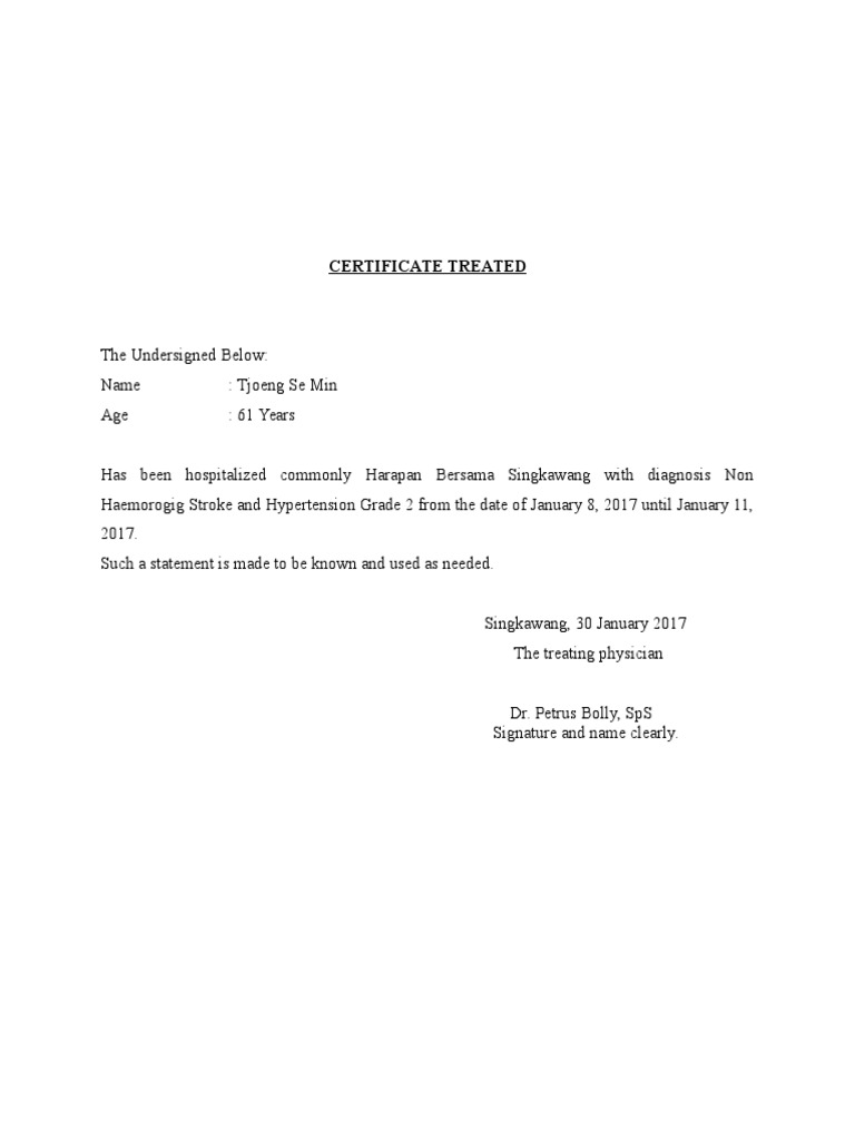 Surat Keterangan Dalam Bahasa Inggris | PDF | Vascular Diseases | Medicine