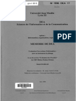 Evaluation D Un Systeme D Information Pour Un Instrument de Pilotage Le Cas Du Service Evaluation Des Procedes Du Crit Rhone Poulenc Decines