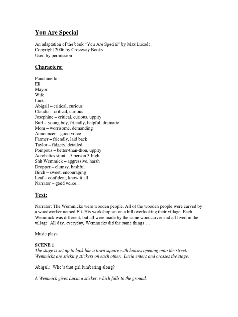 You Are Special Script | PDF | Leisure | Nature