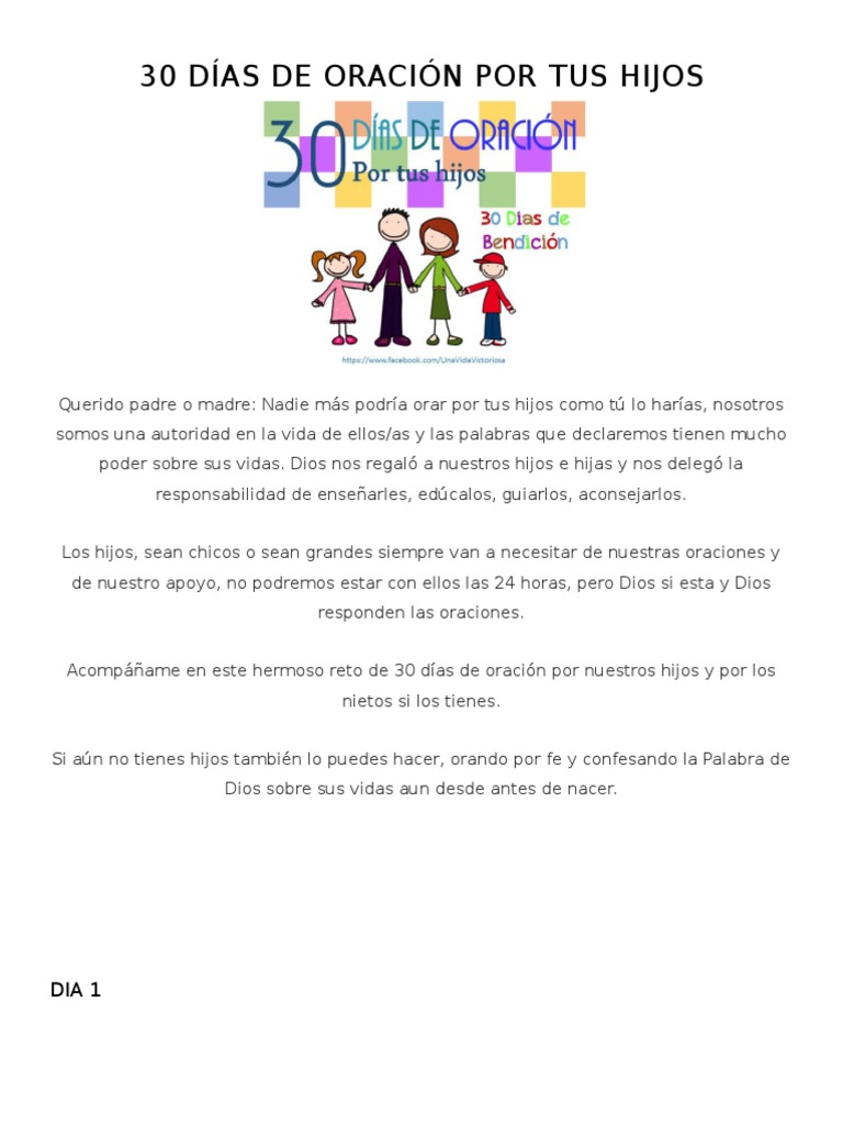 30 Dias De Oracion Por Tus Hijos Oracion Amor
