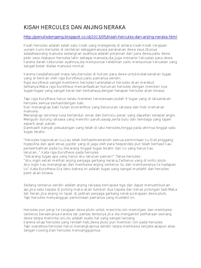 Kisah Hercules Dan Anjing Neraka