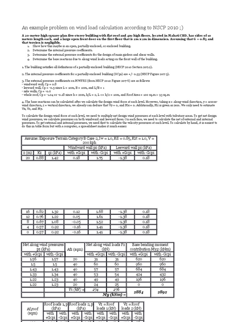 An Example Problem On Wind Load Calculation According To NSCP 2010
