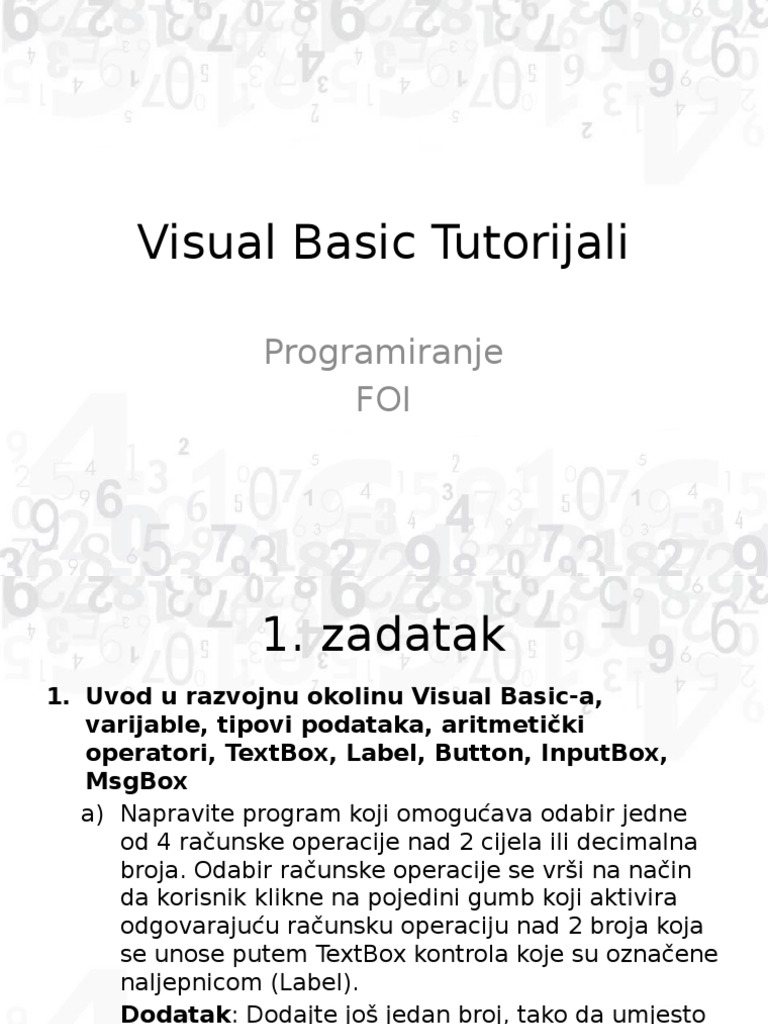 Visual Basic - Zadaci | PDF