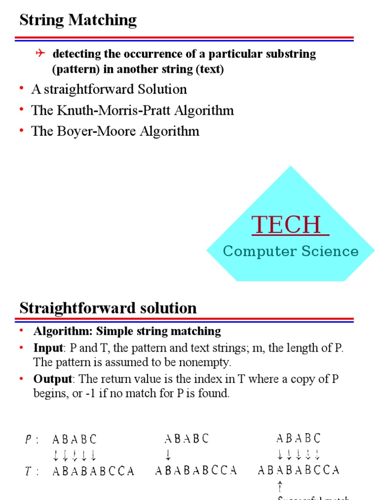String Matching: A Straightforward Solution The Knuth-Morris-Pratt ...