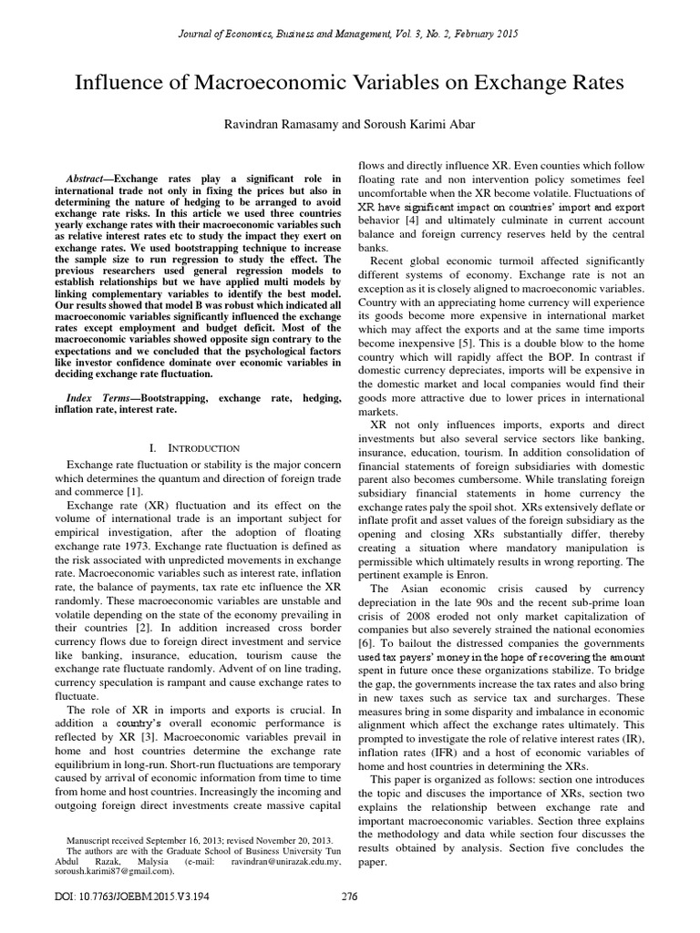 Influence of Macroeconomic Variables On Exchange Rates | PDF | Exchange ...