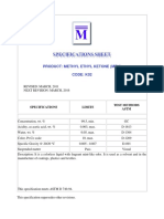 Product: Methyl Ethyl Ketone (Mek) CODE: K02: Specifications Limits Test Methods Astm