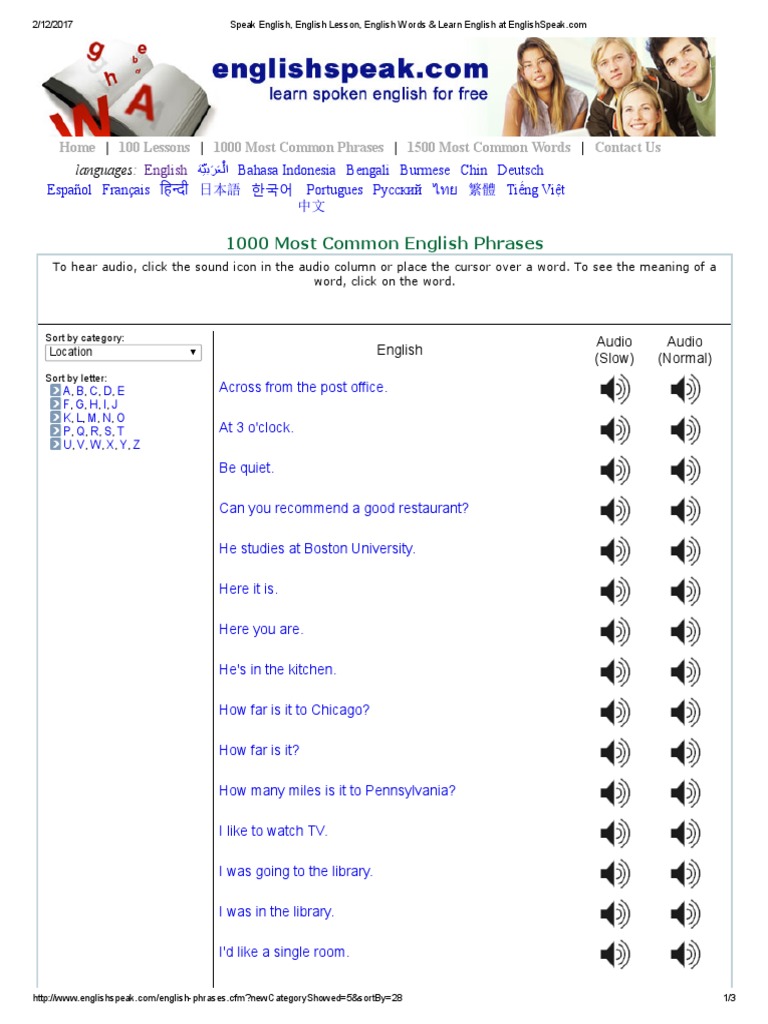 1000 Most Common English Phrases | PDF | English Language | Languages