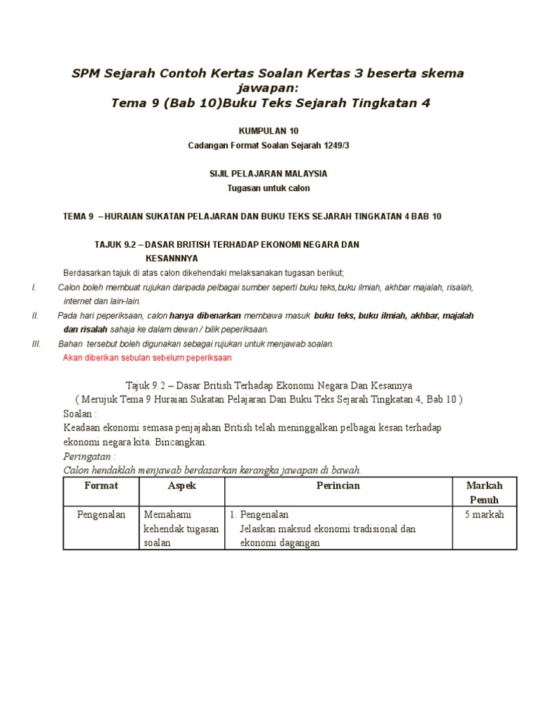 Spm Sejarah Contoh Kertas Soalan Kertas 3 Beserta Skema Jawapan Pdf