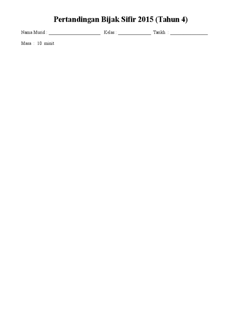 Bahan Untuk Pertandingan Bijak Sifir Pdf