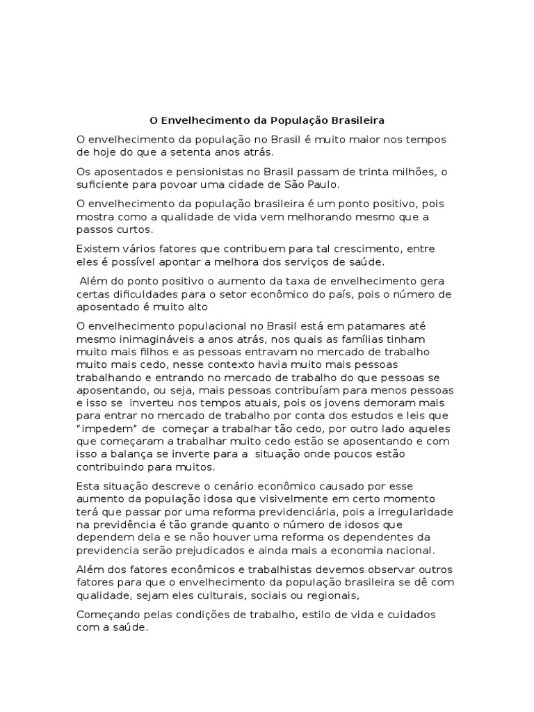 Desafios do Envelhecimento no Brasil | PDF