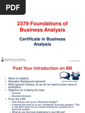 Introduction to Business Analysis