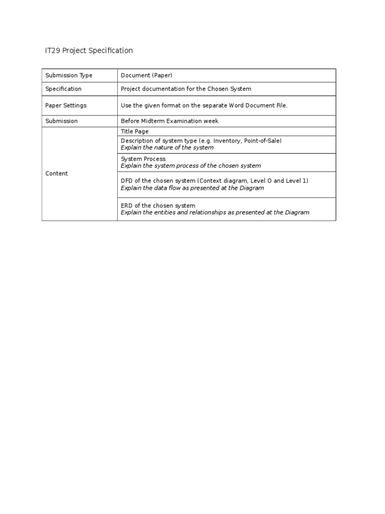 IT29 Project Specification Document | PDF
