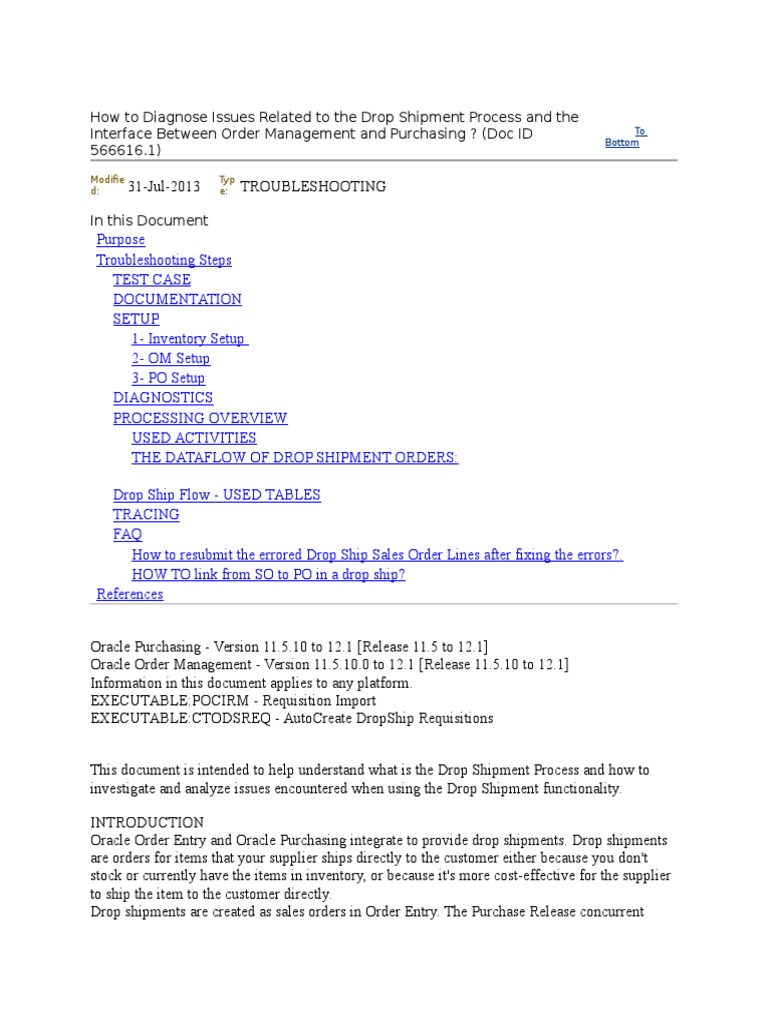 Troubleshooting Drop Shipment Issues | PDF | Receipt | Electronic Data ...