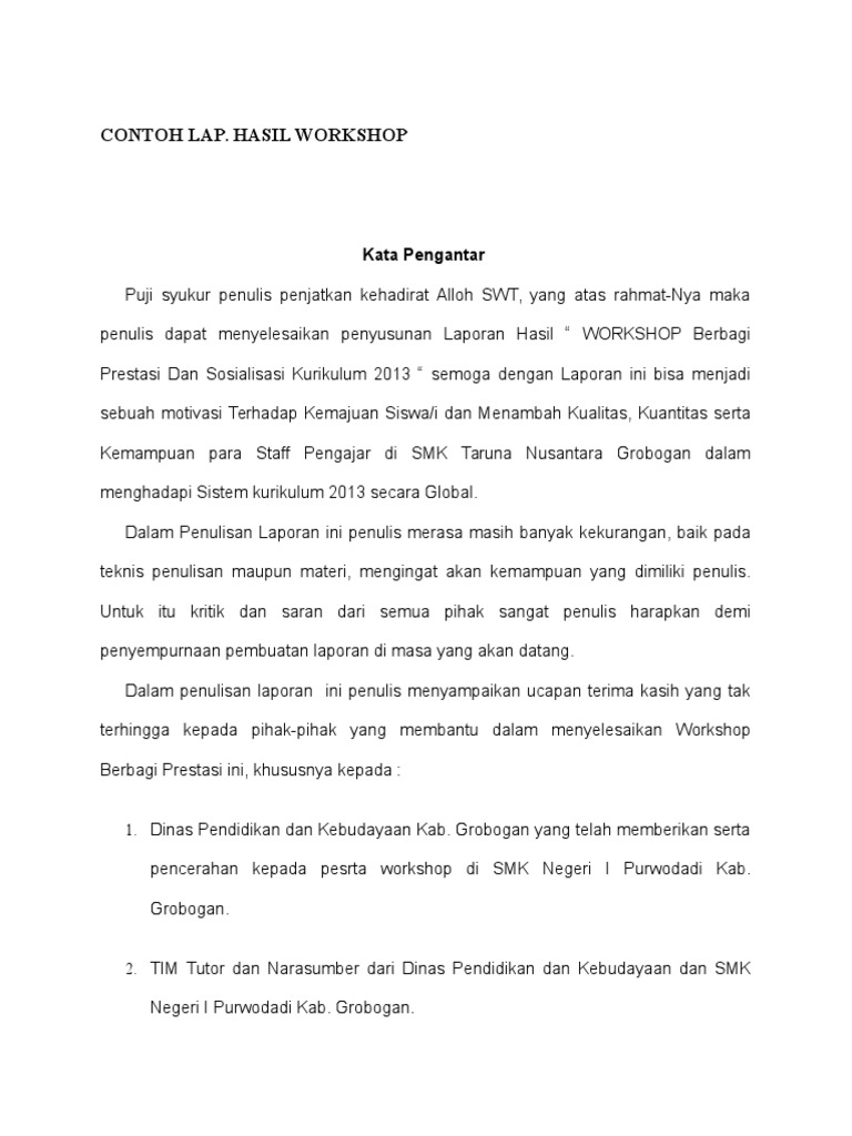 Contoh Laporan Kegiatan