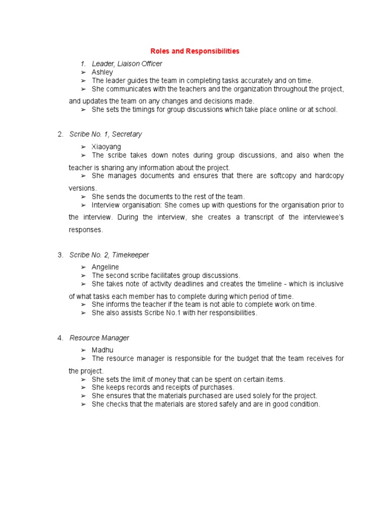 Ipwgroup 6 Rolesresponsibilities | PDF | Career & Growth