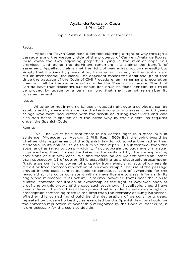 Vested Rights and Burden of Proof in Law | PDF | Evidence (Law ...