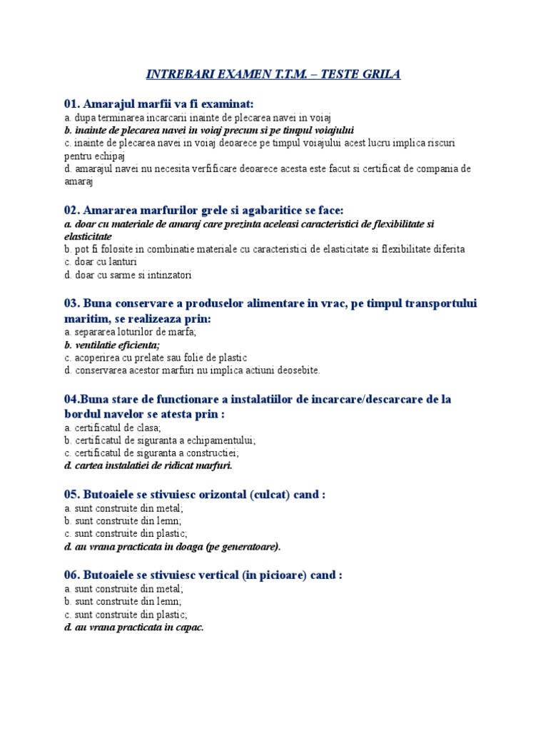 Intrebari Teste Grila | PDF