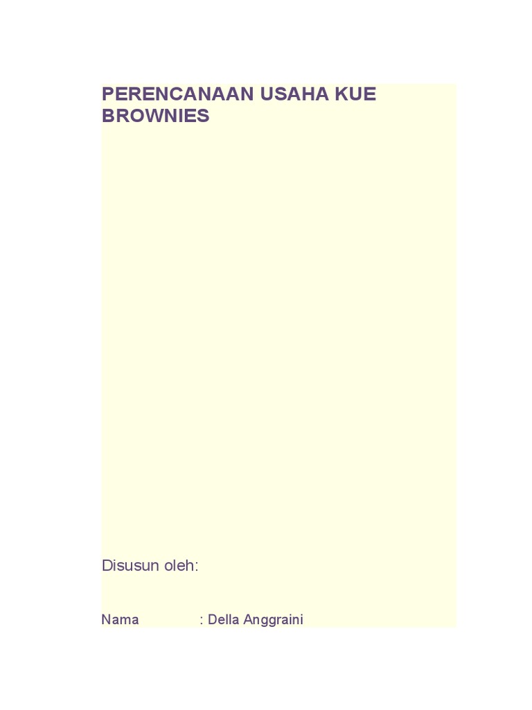 Perencanaan Usaha Kue Brownies