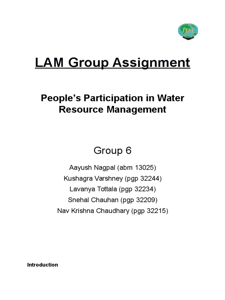 People's Participation in Water Resource Management | PDF | Water ...