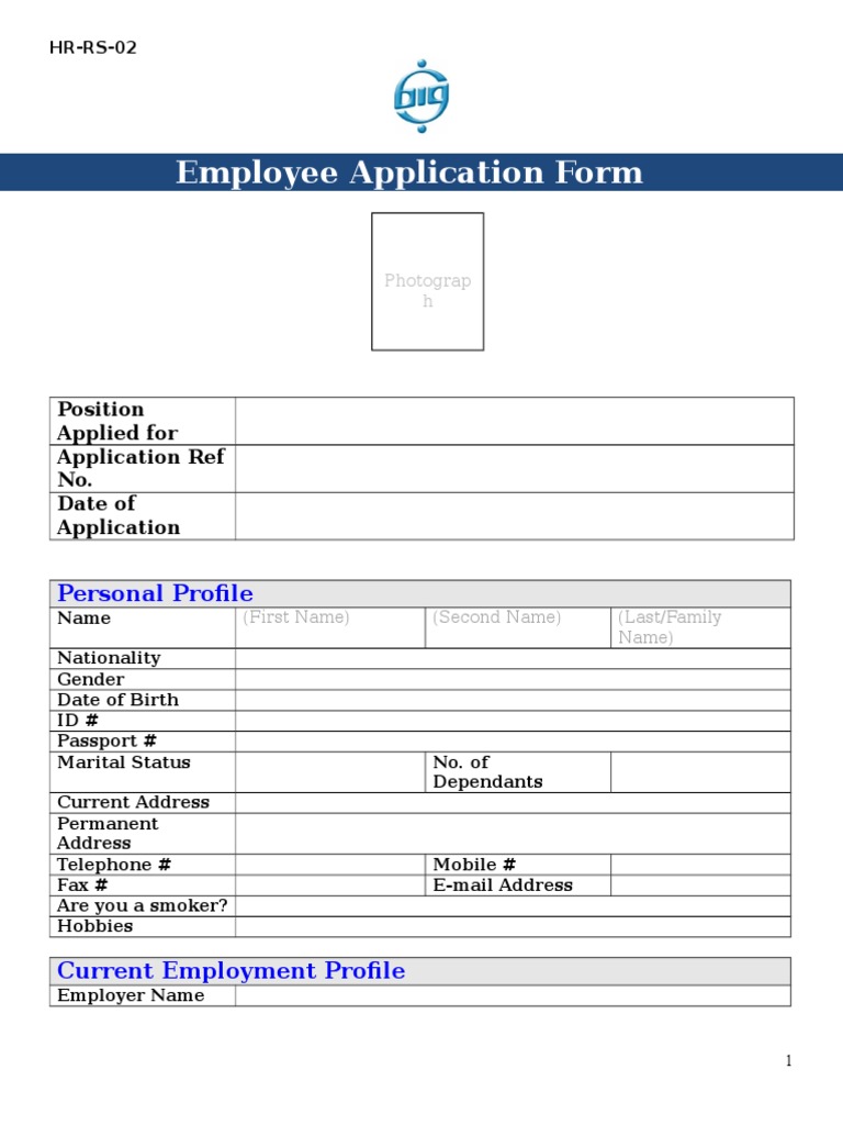 Employee Application Form Template | PDF | Employment | Business