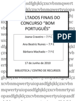 RESULTADOS FINAIS DO CONCURSO BOM PORTUGUÊS