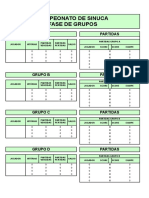 Tabela de Campeonato de Sinuca