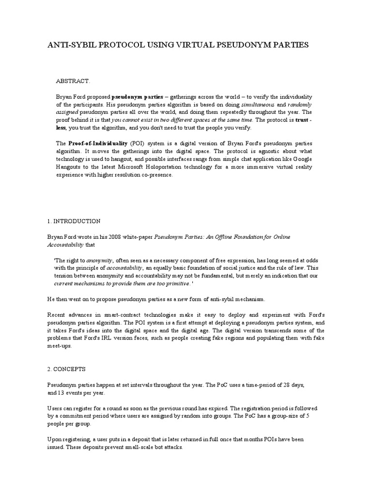 Digital Anti-Sybil Protocol | PDF | Virtual Reality | Anonymity