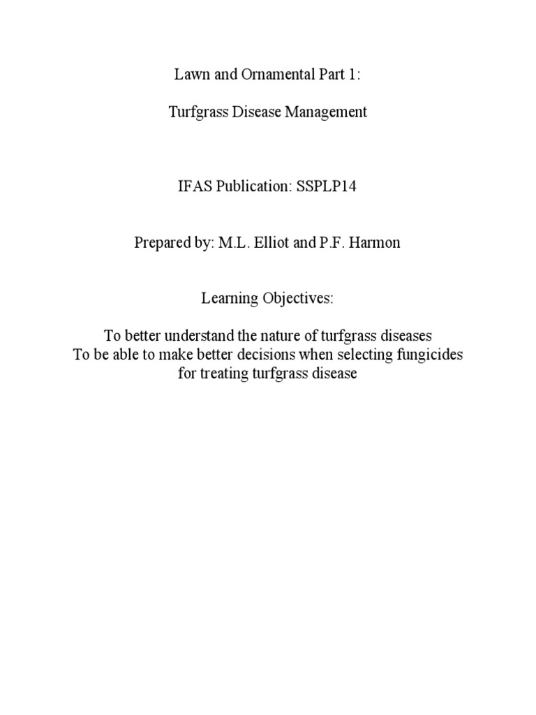 L&O Part 1 - Turfgrass Disease Management | PDF | Lawn | Fungicide