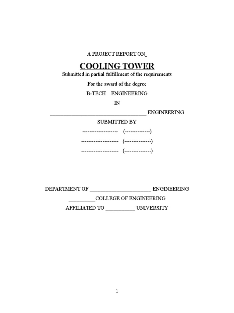 Cooling Tower Project Report | PDF | Air Conditioning | Mechanical Fan