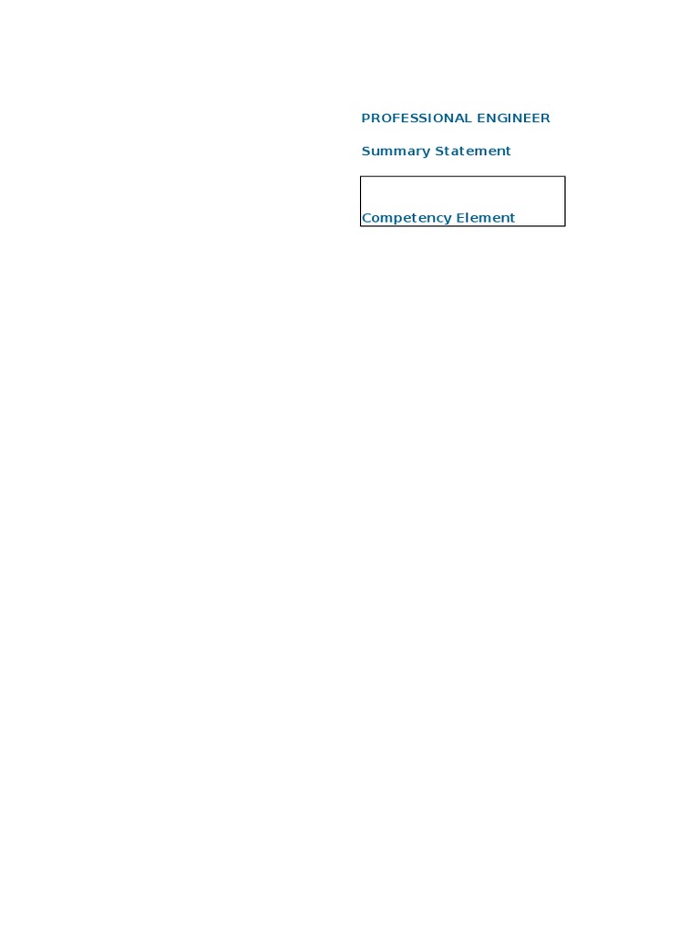 Professional Engineer Summary Statement | PDF