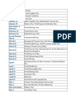 Important national and international days calendar