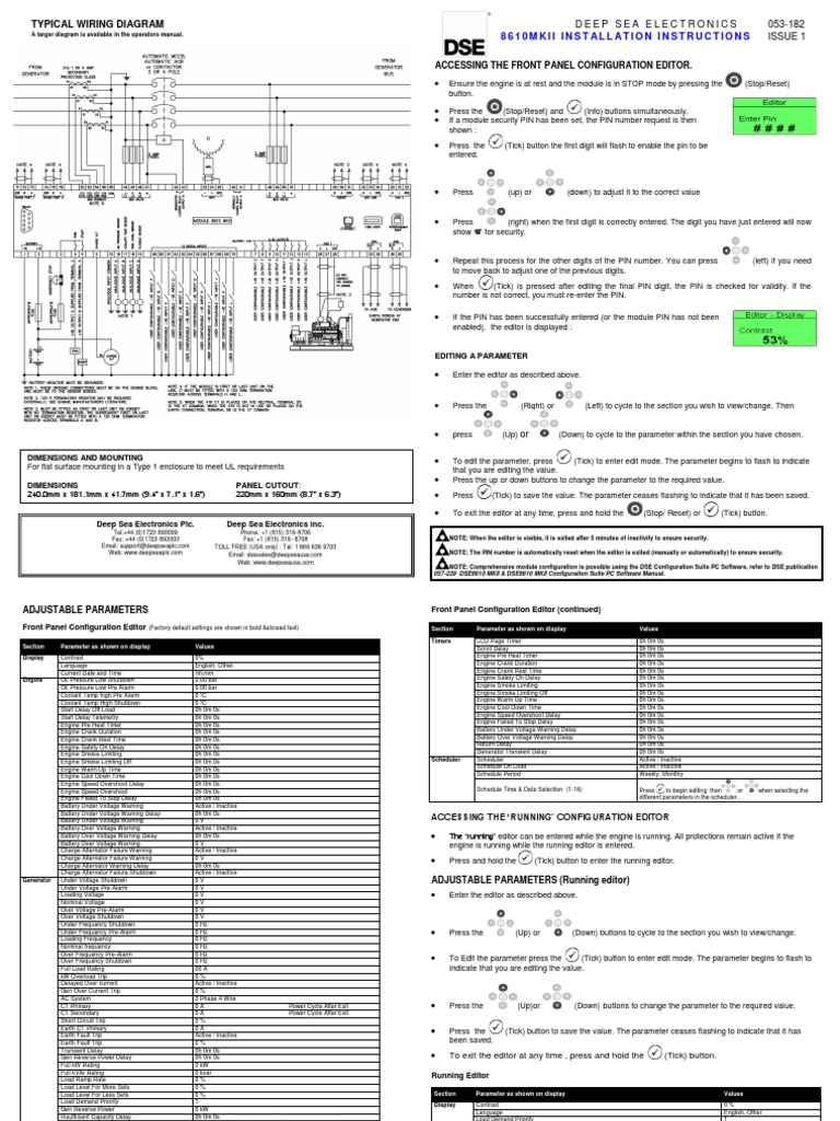 Dse8610 Mkii Installation Instructions Pdf Power Physics
