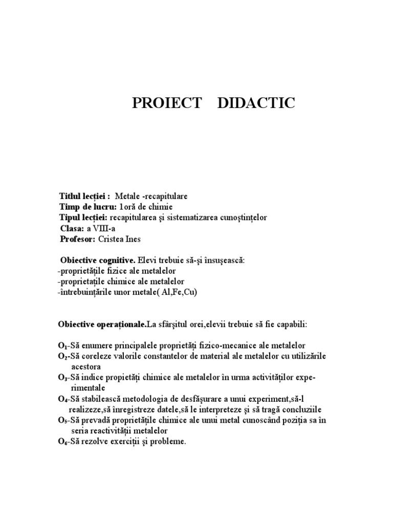 0proiect Didactic Metale