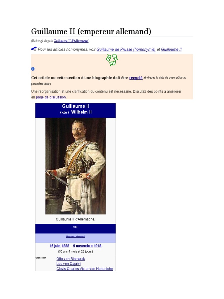 Guillaume II.docx Guillaume II Politique de l'Allemagne