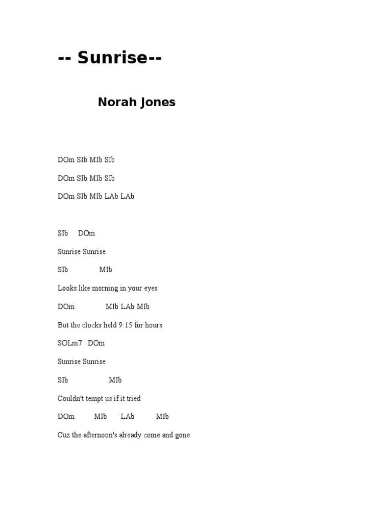 Sunrise Norah Jones PDF
