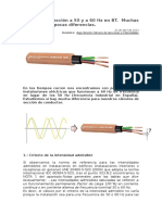 Prysmian - Cálculos de Sección A 50 y A 60 HZ en BT